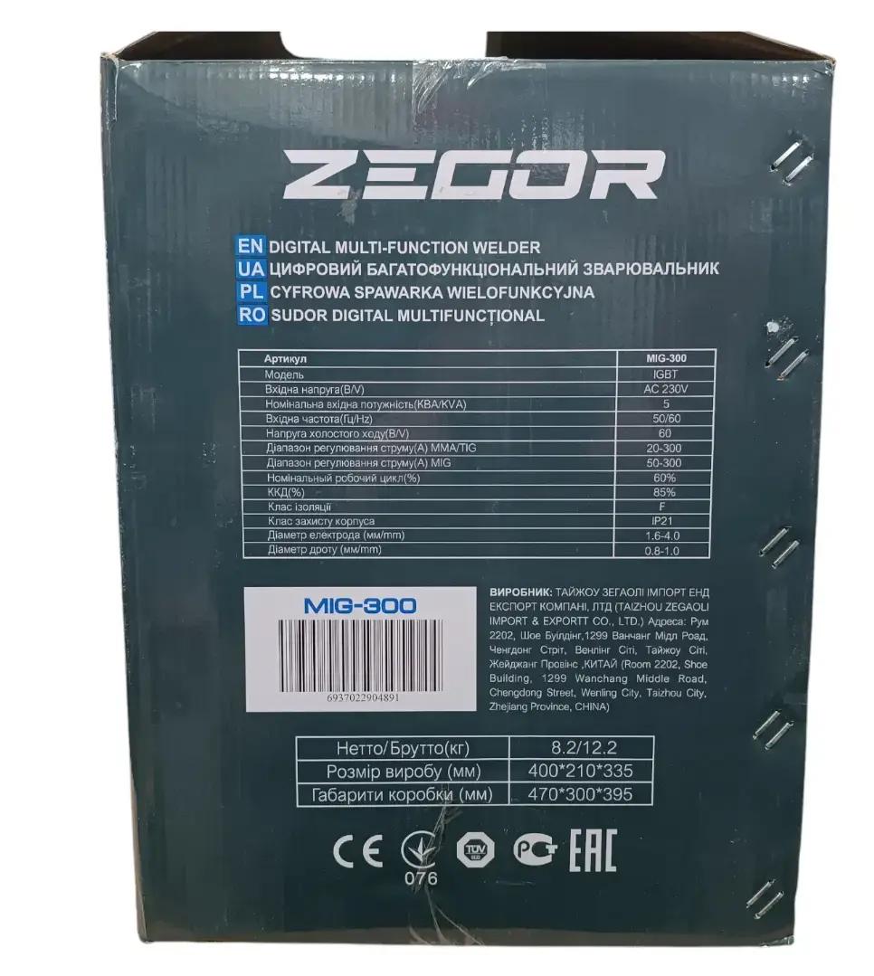 Інверторний зварювальний апарат Zegor MIG-300/IGBT/4 КВт 3в1 MIG TIG MMA - фото 9 Інверторний зварювальний апарат Zegor MIG-300/IGBT/4 КВт 3в1 MIG TIG MMA - фото 9