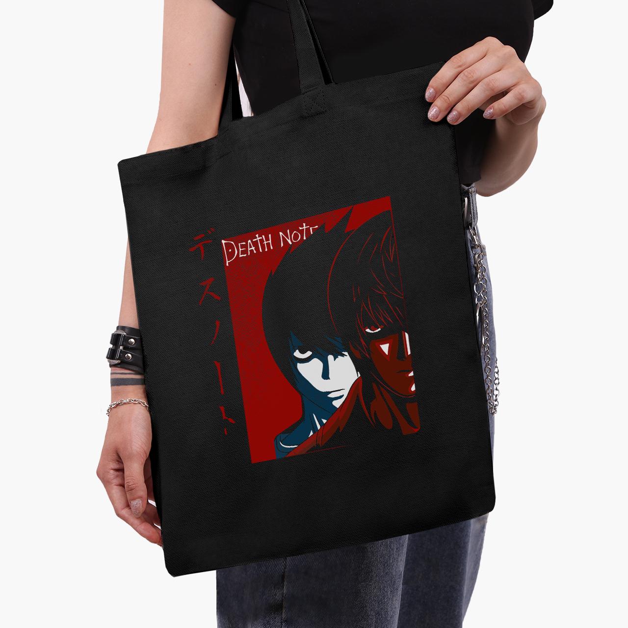 Эко сумка шоппер на молнии Эл и Кира Death Note 41x35 см (9227-2655-BKZ)