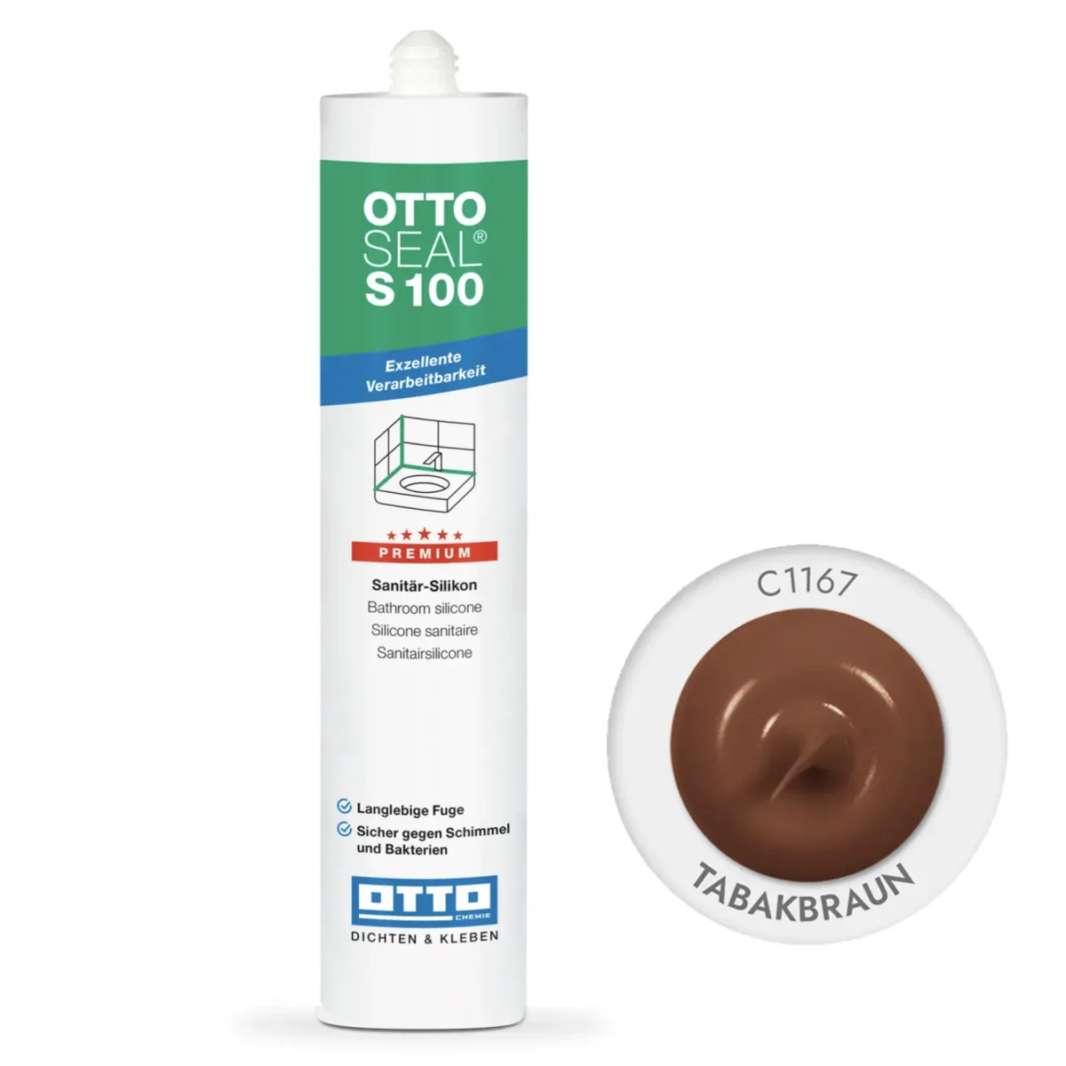 Силіконовий герметик OTTOSEAL S100 300 мм С1167 tabakbraun (S100C1167)