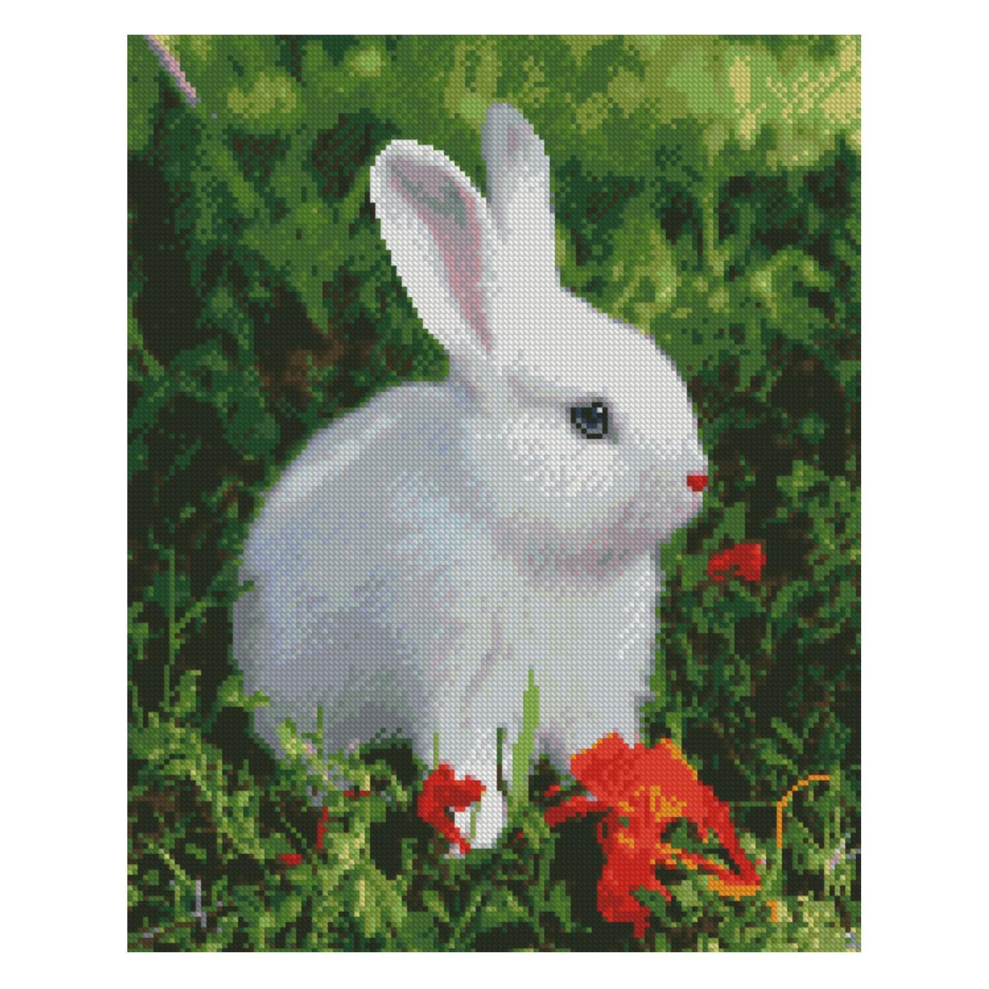 Алмазная мозаика Strateg Белый зайчик 40х50 см (Str-FA40813)