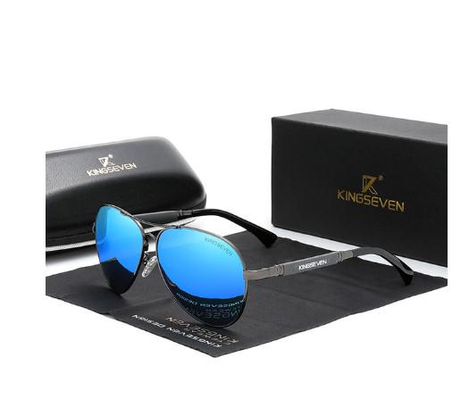 Солнцезащитные очки KINGSEVEN DESIGN N7730 Авиатор из титанового сплава с градиентными линзами Серый/Синий
