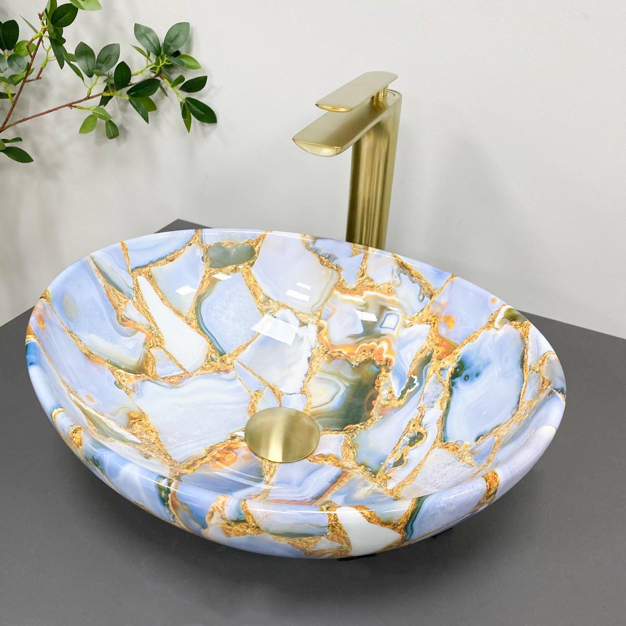 Умивальник VBI Parma Marble накладний Blue - фото 2