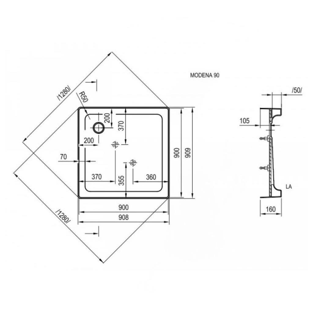 Поддон для душа Ravak Modena ST XАU0000011 квадратный акриловый 90x90x16 см (83835) - фото 2