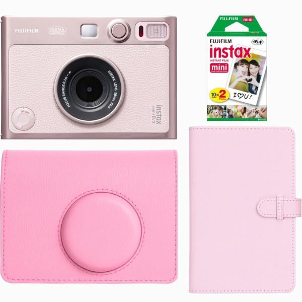 Камера моментального друку Fujifilm Instax Mini Evo Hybrid Gentle Rose та чохол/фотоплівка 20 шт./фотоальбом 108
