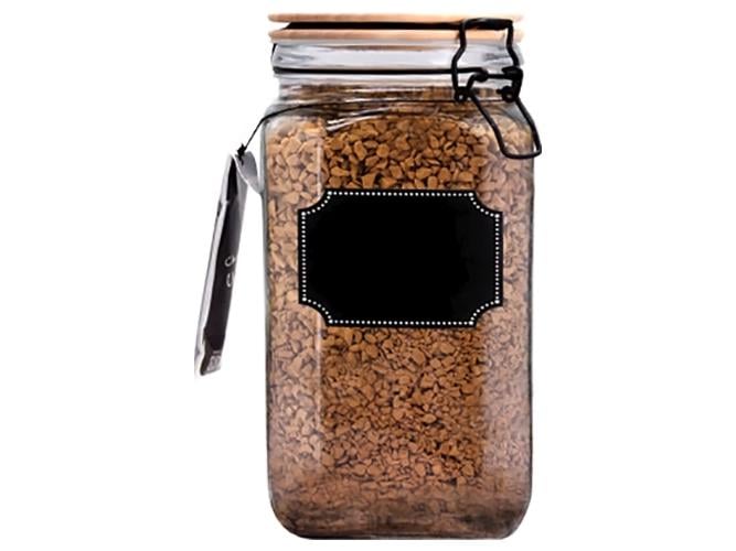 Емкость для сыпучих продуктов с бамбуковой крышкой доской для надписей 1,35 л (MSN-7088-2)