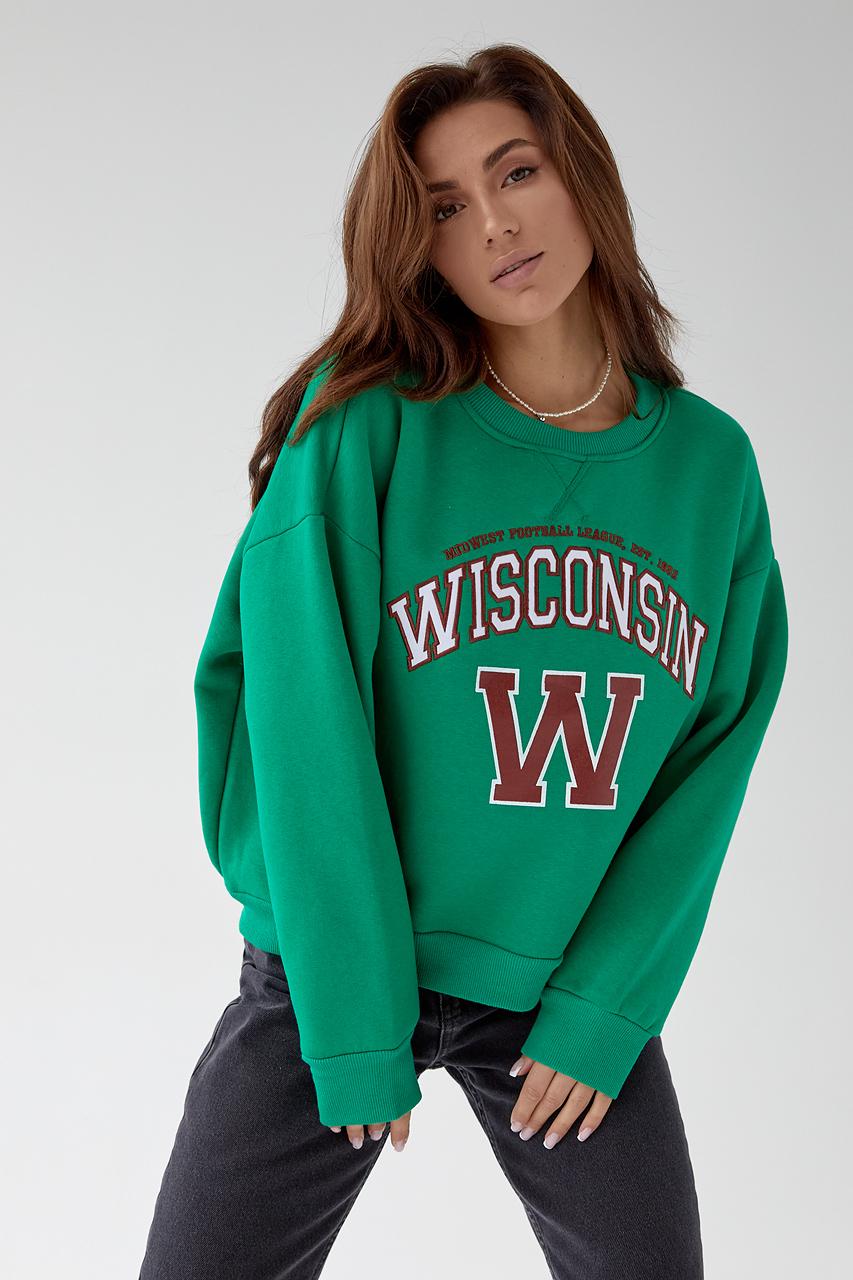Свитшот женский на флисе "Wisconsin" M Зеленый (9441240)