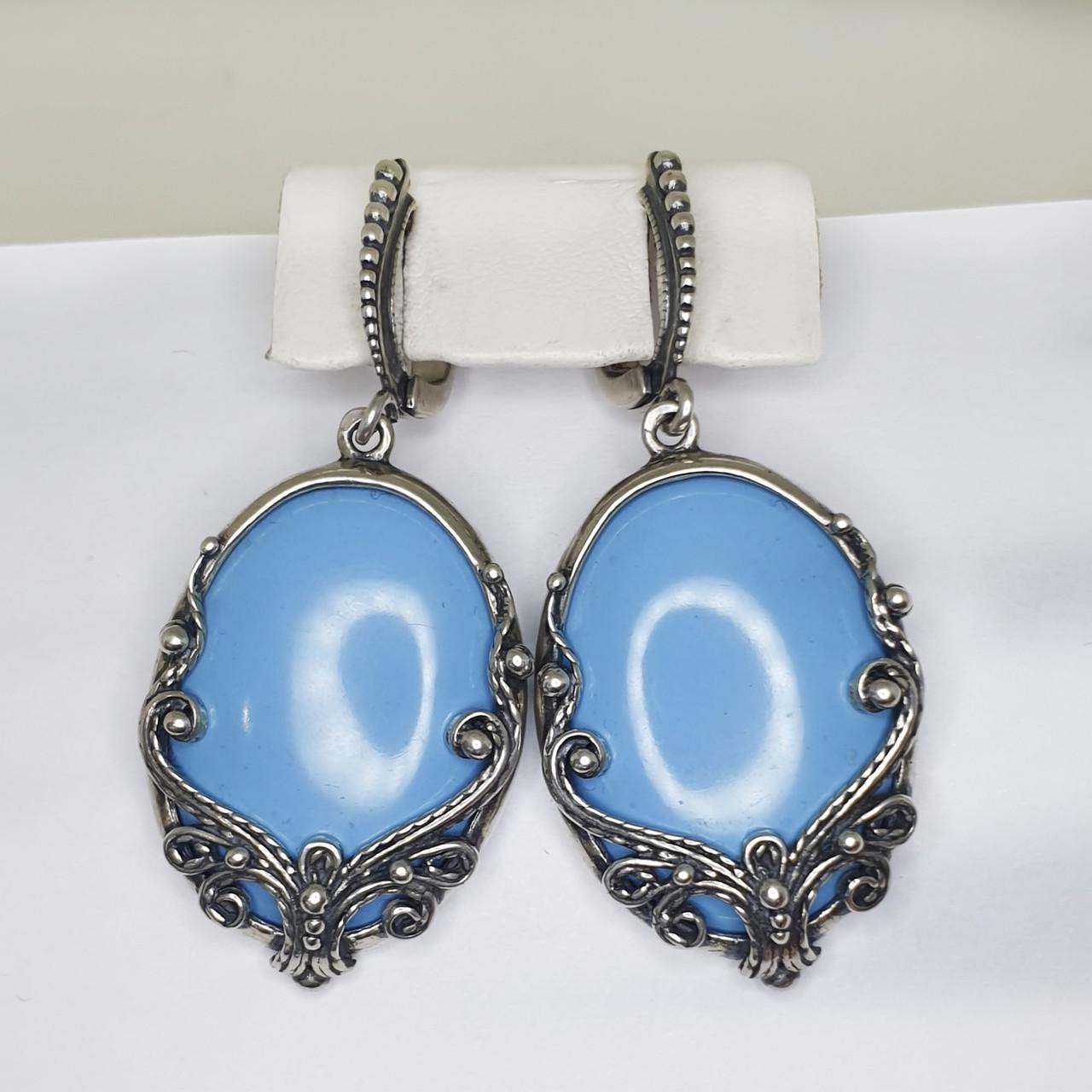 Серьги серебряные с бирюзой 15,44 г (1397570724)