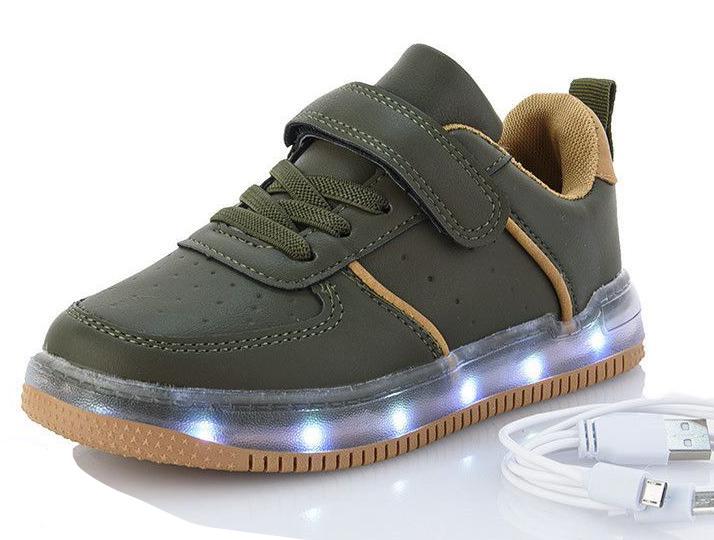 Кросівки з led-підсвіткою і зарядкою usb Jong Golf mC10128-5 р. 28 Хакі