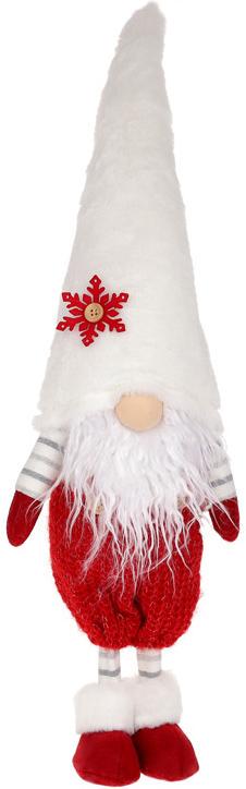 Іграшка м'яка Гном у білому ковпаку 18х12х57 см Білий з червоним