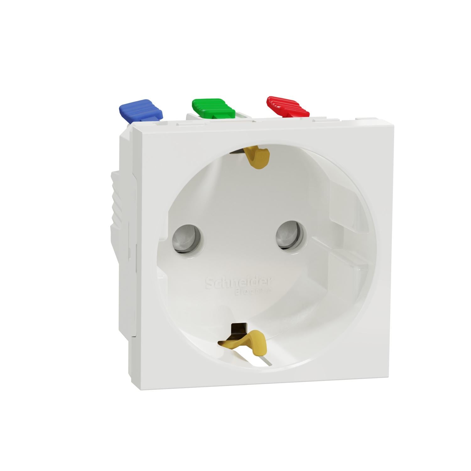 Розетка Schneider Electric Unica New с заземлением и защитными шторками 2 модуля Белый (NU305718)