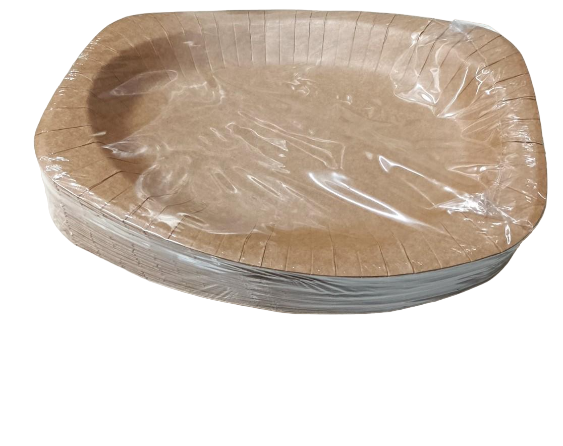Тарелка бумажная овальная глубокая крафт 230х165 мм 50 шт. (20831)
