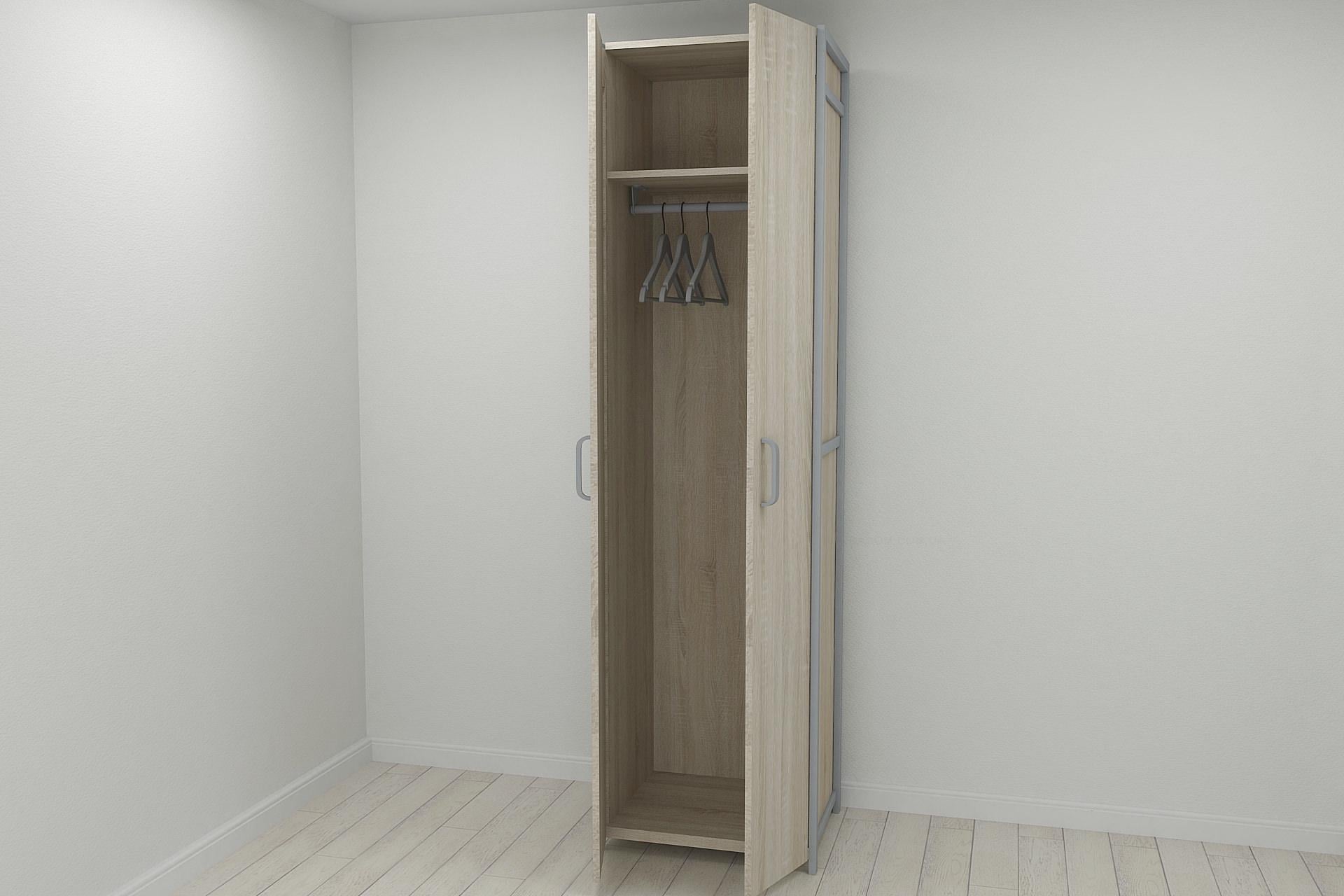 Шкаф гардероб уни секция 6 серии Конект Ferrum-decor 220x60x50 см металл Серый/ДСП Дуб Сонома (SHG137)