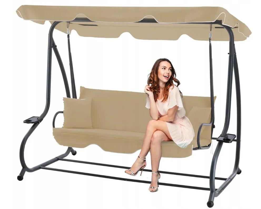 Качели  дачные Garden Line уличные/раскладные с крышей 210x120x170 см Бежевый - фото 8