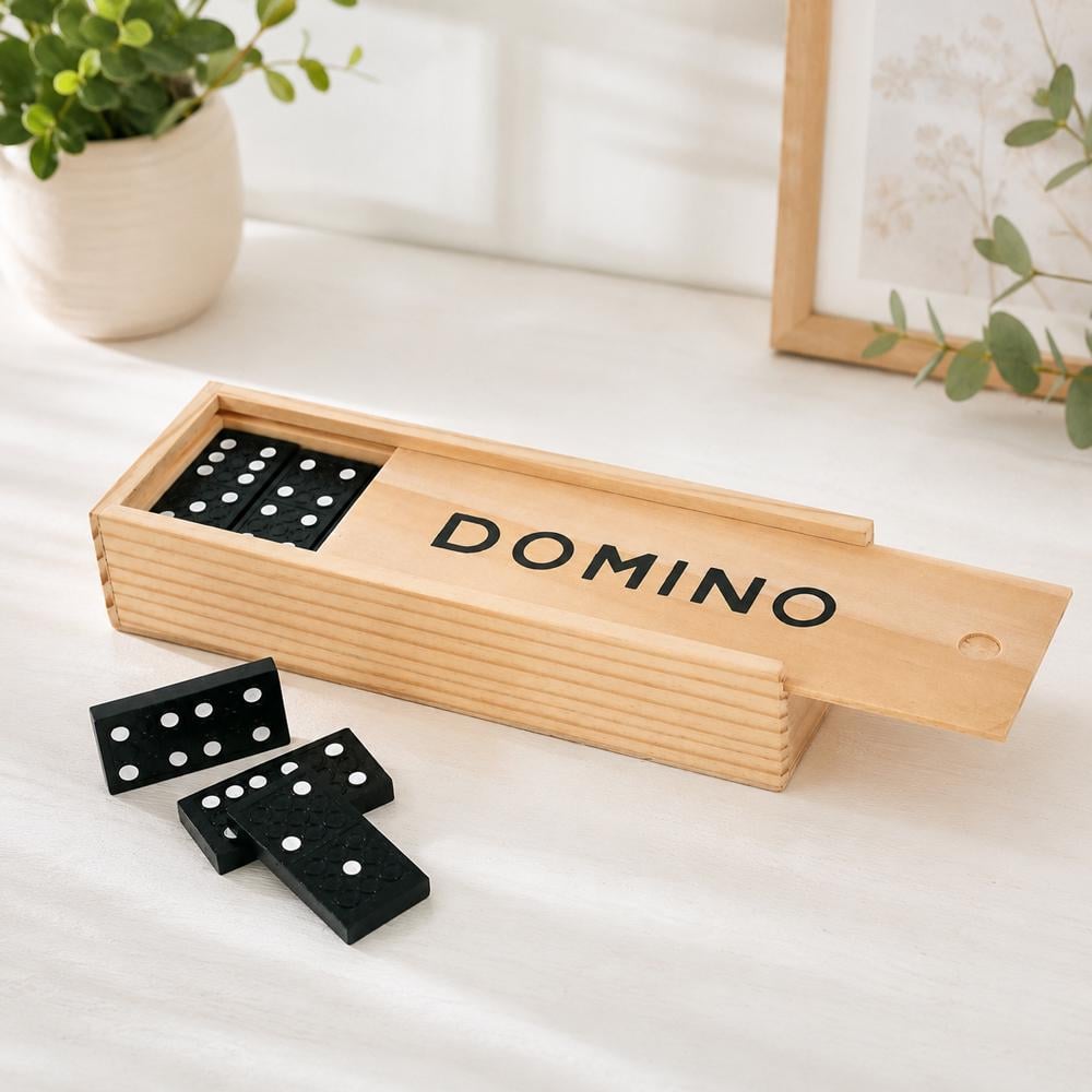 Домино классическое №1530 в деревянной коробке 3x5x14,8 см (51-15980)