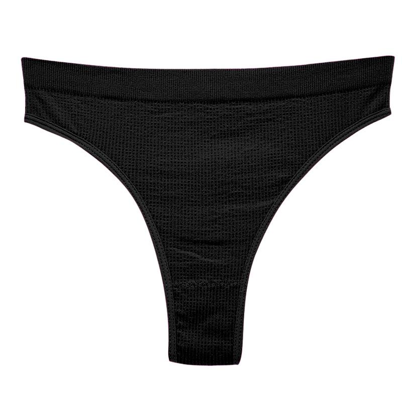 Трусы бесшовные Lesko A66# стринги в рубчик M Черный Трусы бесшовные Lesko A66# стринги в рубчик M Черный