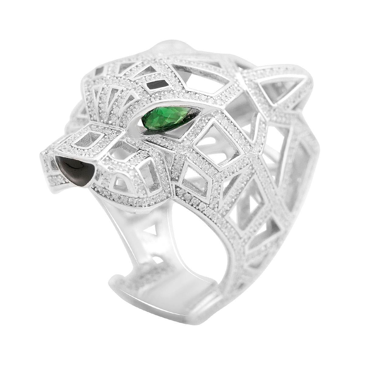 Кольцо серебряное с фианитами и емалью 18,01 г р. 18 (2152408)