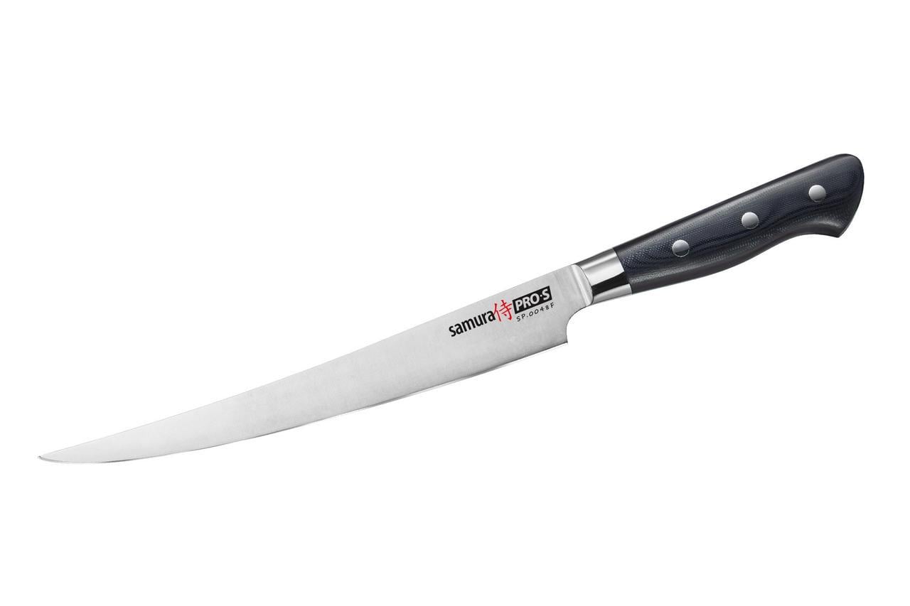 Кухонный нож филейный для мяса/рыбы/филе Samura Pro-S 58 HRC AUS-8 нержавеющая сталь 224 мм Черный (2742264247)