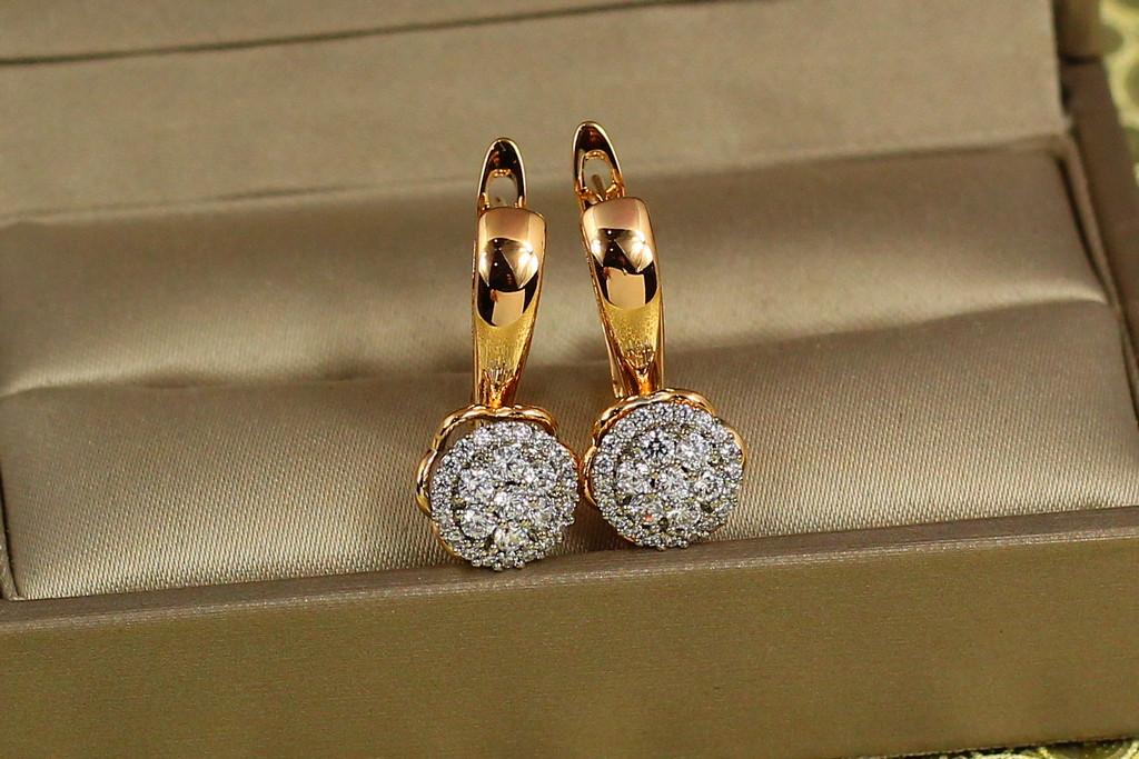 Серьги Xuping Jewelry Иней с родием 2,1 см Золотистый (2187138465)