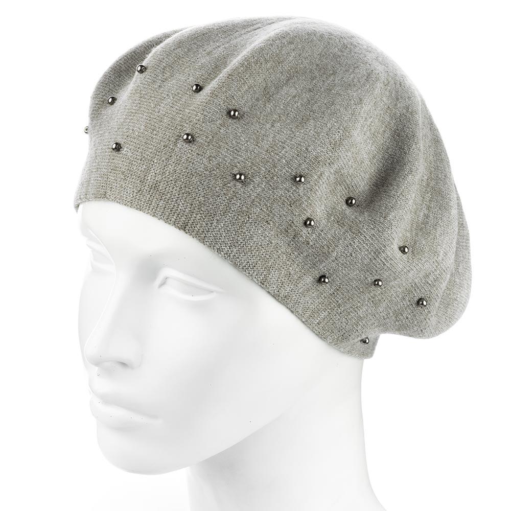 Берет женский двойной ZOLLY ZH259 с бусинами универсальный Капучино (288071)