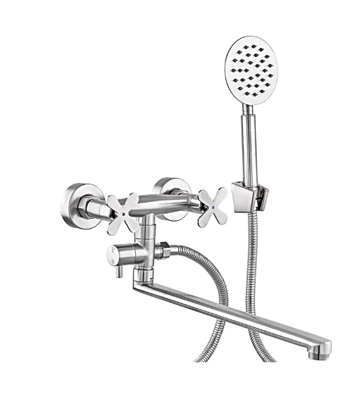 Смеситель для ванны Zerix GTA-006 SUS304 двухвентильный из нержавеющей стали (ZX5562)