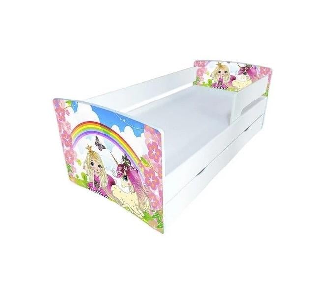 Кровать детская Viorina-Deko Kinder cool 17 80х170 см с бортиком и ящиком без матраса из ЛДСП Белый