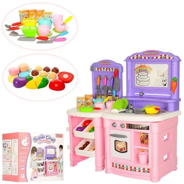 Большая детская кухня Be In Fun с доской для рисования и аксессуарами 66 шт Розовая - фото 2 Большая детская кухня Be In Fun с доской для рисования и аксессуарами 66 шт Розовая - фото 2