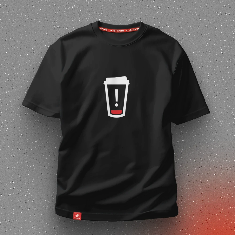 Футболка айтішника Low battery need coffee слабкий заряд батареї XS Чорний (IT-055T-B-XS)