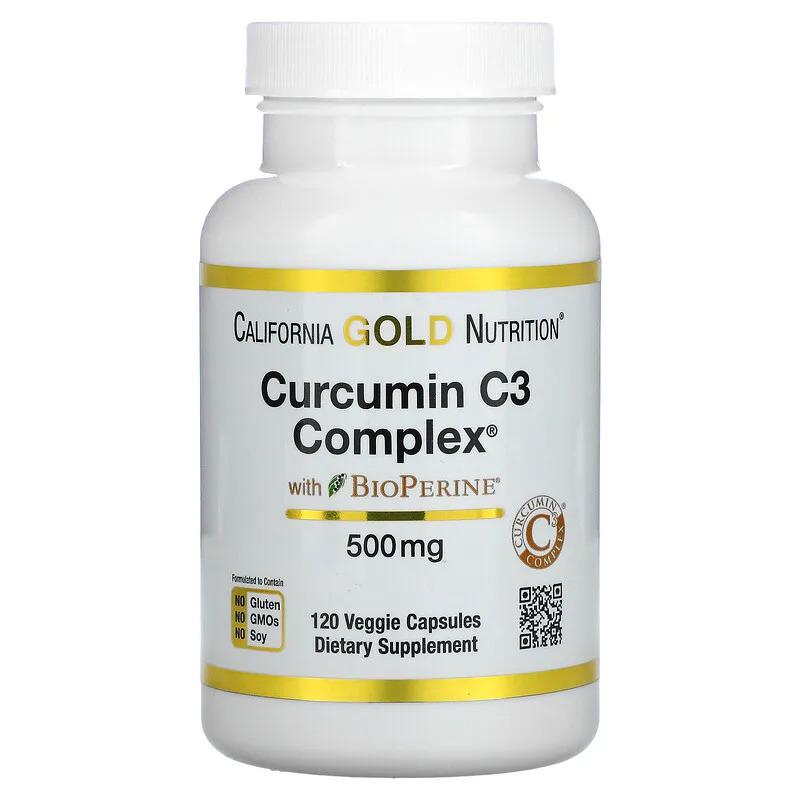 Куркумін із біоперином California GOLD Nutrition Curcumin C3 Complex 500 мг 120 капсул (995921630)