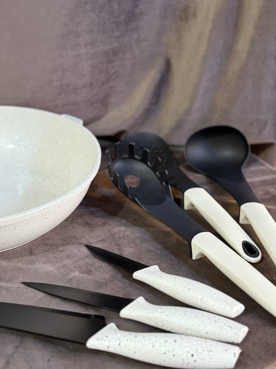 Набір кухонного посуду Edenberg EB-8185 з мармуровим антипригарним покриттям 21 предмет Бежевий (EB-8185) - фото 8 Набір кухонного посуду Edenberg EB-8185 з мармуровим антипригарним покриттям 21 предмет Бежевий (EB-8185) - фото 8