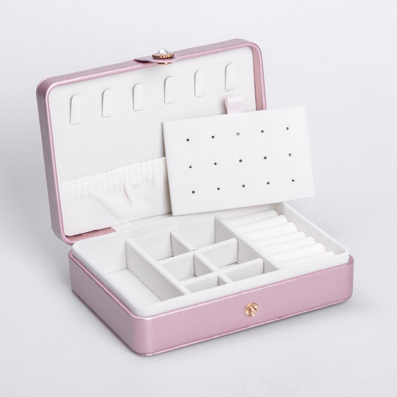 Шкатулка для украшений из эко кожи для ювелирных изделий 16x11x4,7 см (6708)