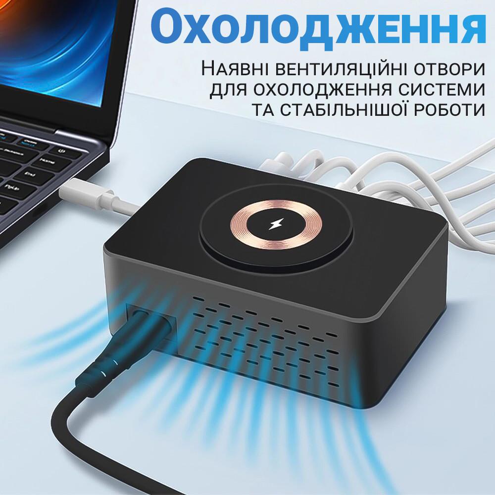 Док-станція зарядна Addap MCS-818DP/4 роз'єми Type-C PD 100 W/4 роз'єми USB QC3.0/бездротова панель 15 W - фото 10