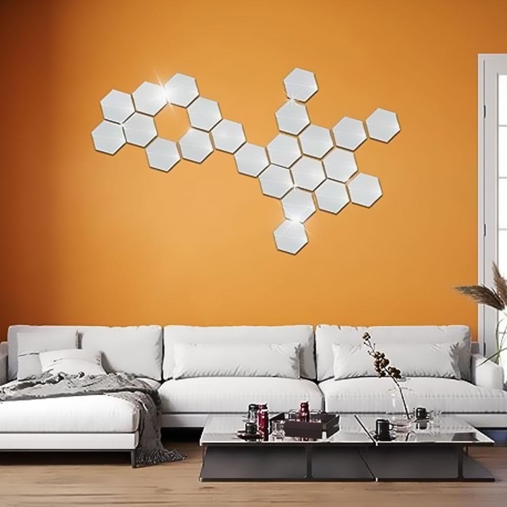 Зеркальный настенный декор 12,6х11 см 12 шт. Серебряный (NS0051_1) - фото 3 Зеркальный настенный декор 12,6х11 см 12 шт. Серебряный (NS0051_1) - фото 3