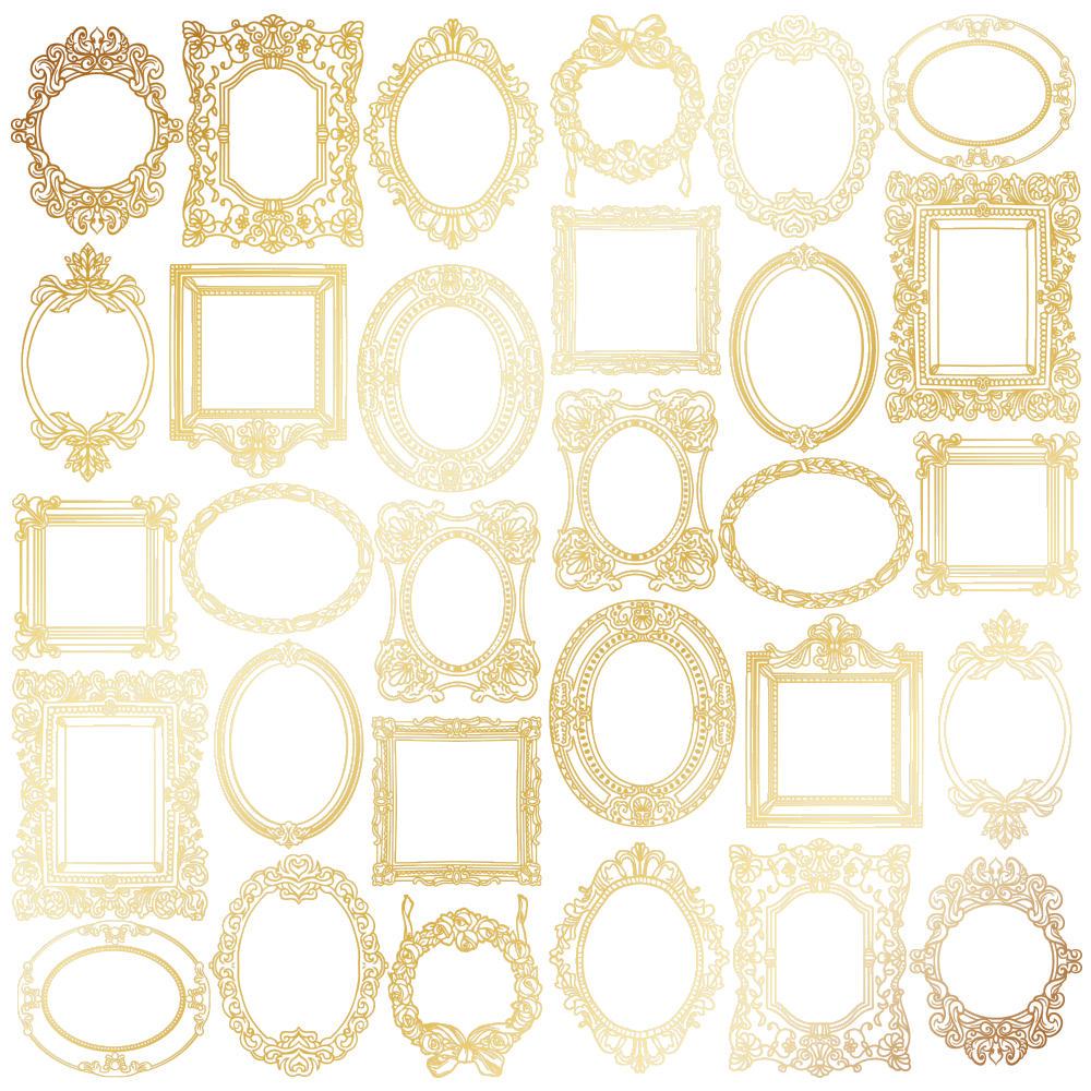 Лист бумаги односторонний Golden Frames с фольгированием 30,5х30,5 см White