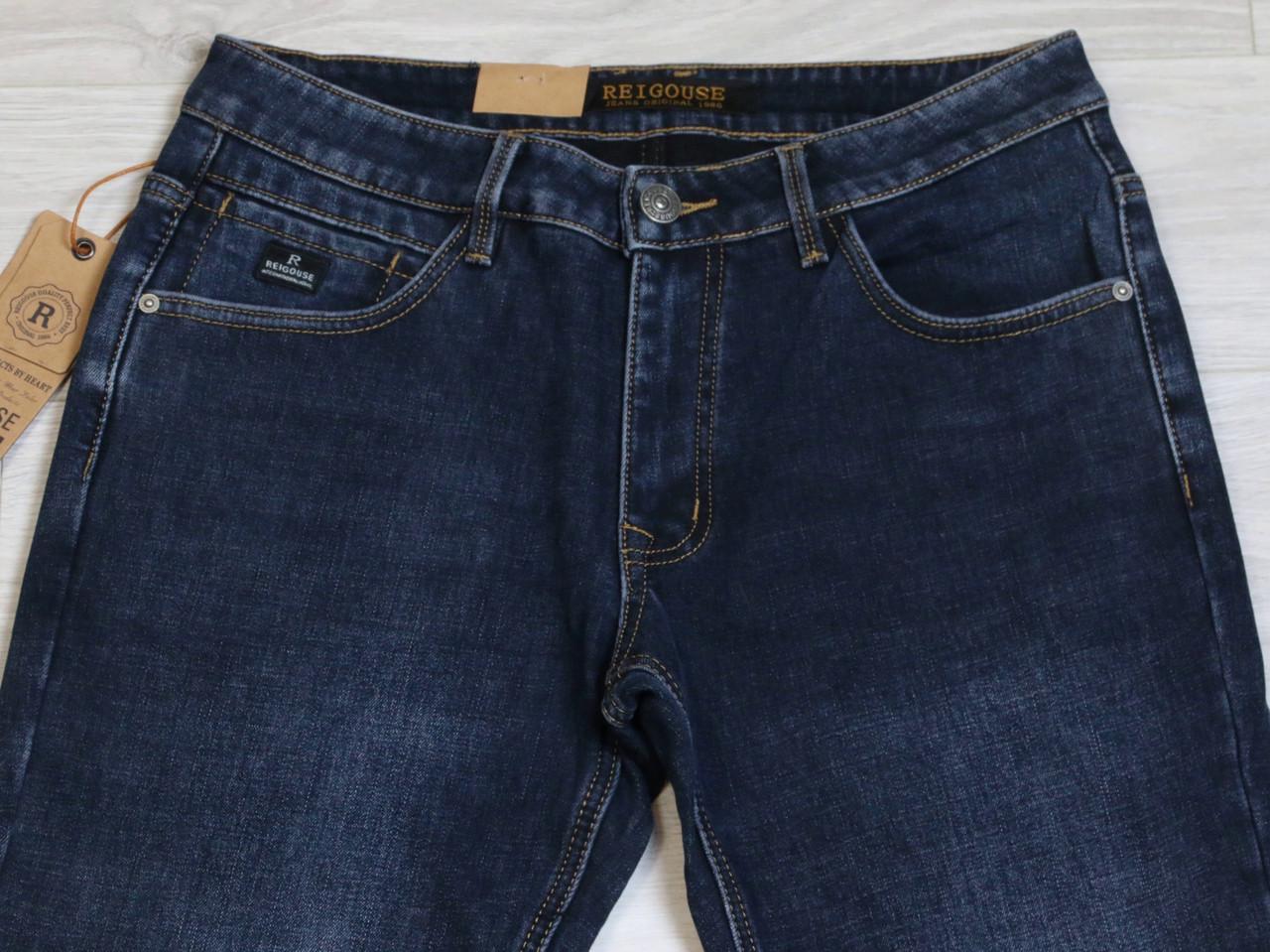 Джинсы мужские зимние Fang с потертостями р. 38 Синий графит (9903) - фото 3