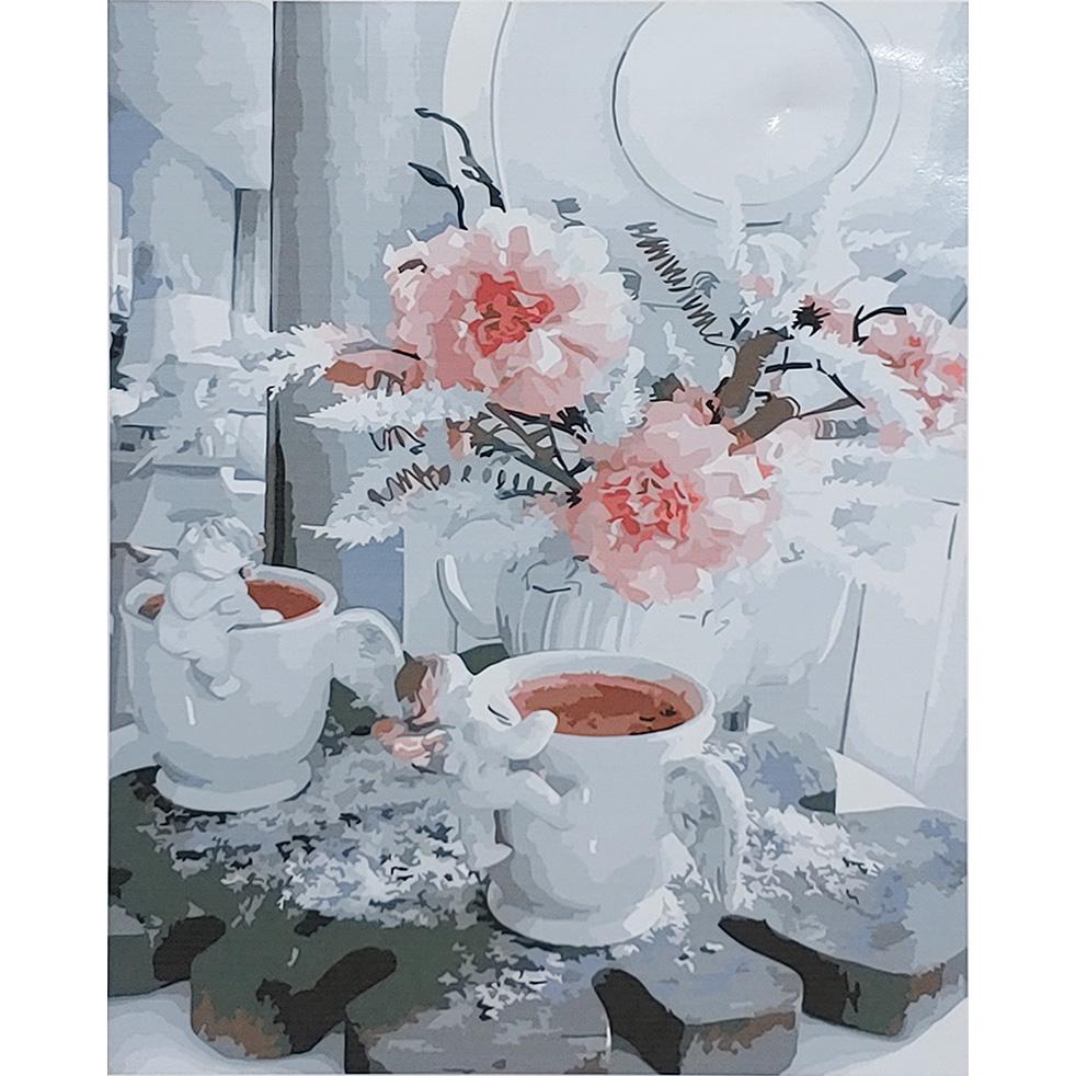 Картина по номерам Strateg Премиум Завтрак на двоих с лаком 40х50 см (SY6863)