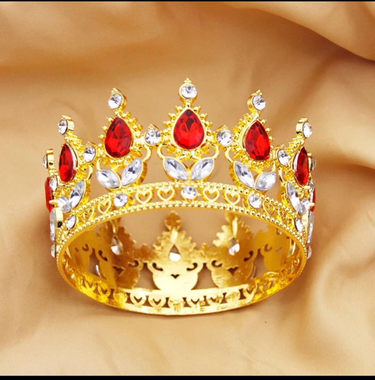 Топпер на торт Корона европейской королевы d 8 см Золотой/Красный (2321918902)