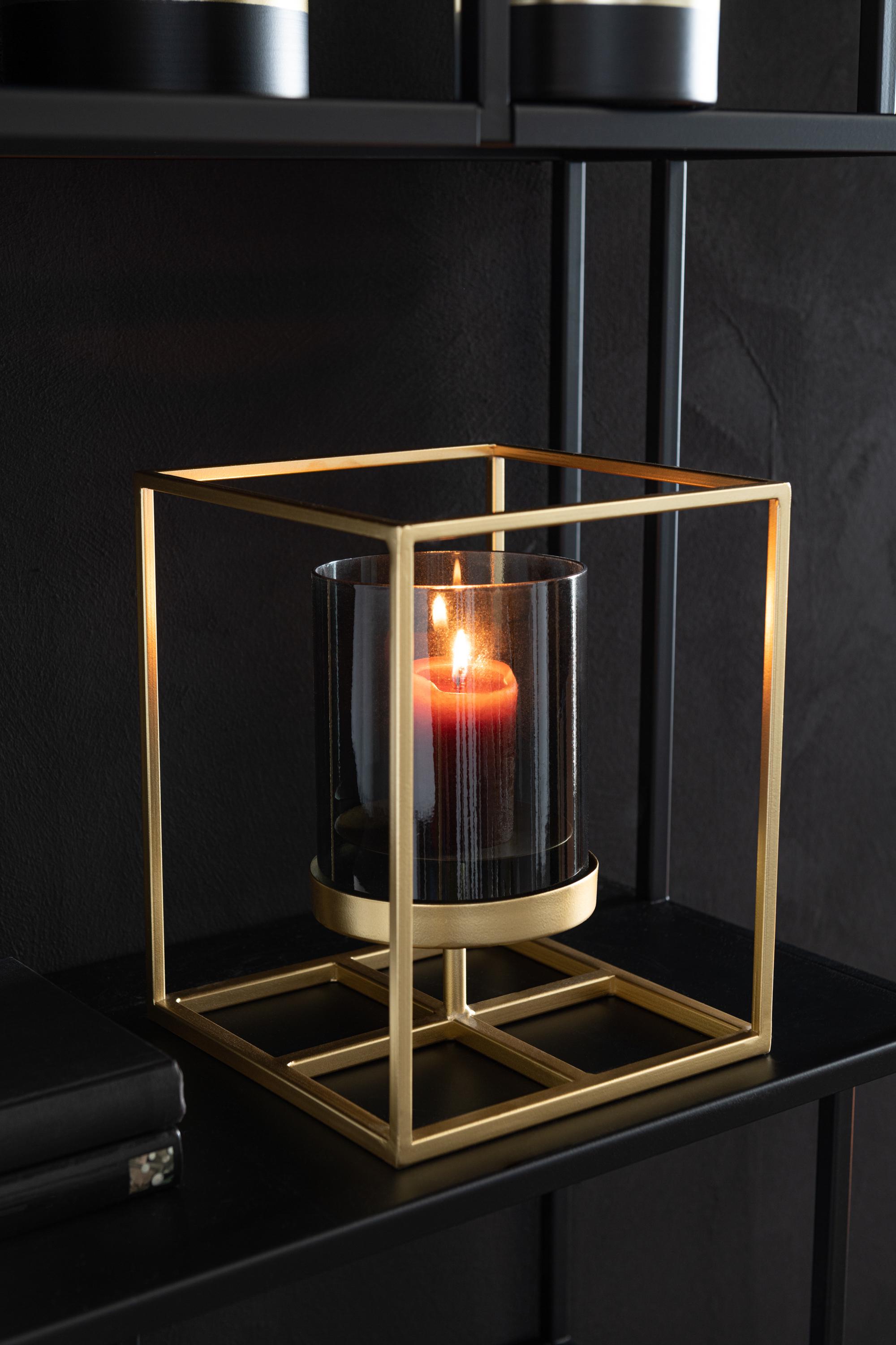 Подсвечник металлический J-LINE квадратный 20х25 см Золотой