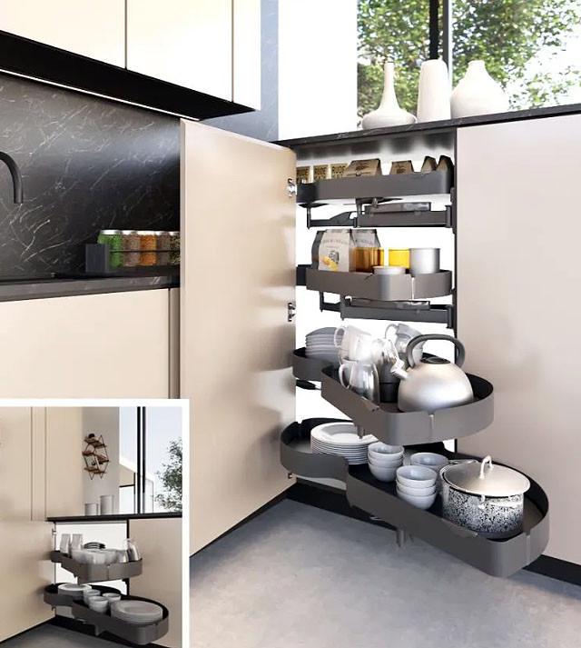 Механизм combi's в угловой модуль INOXA Helios 846BH/DX правый ардезия 2 полки 850 мм (104541)