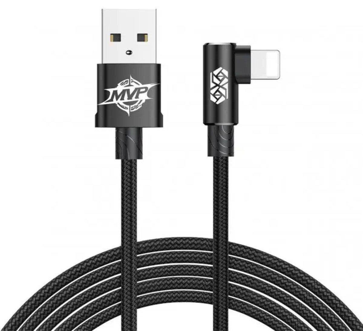 Кабель BASEUS MVP Elbow USB Lightning з вигнутим конектором 2 A 1 м Чорний (612205)