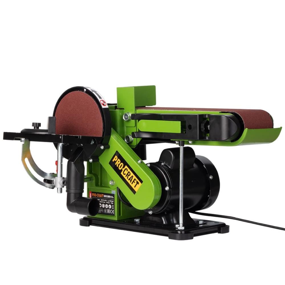 Станок дисково-ленточный шлифовальный ProCraft BDS380 гриндер 380 Вт с лентой 100×914 мм диском 150 мм и асинхронным двигателем.