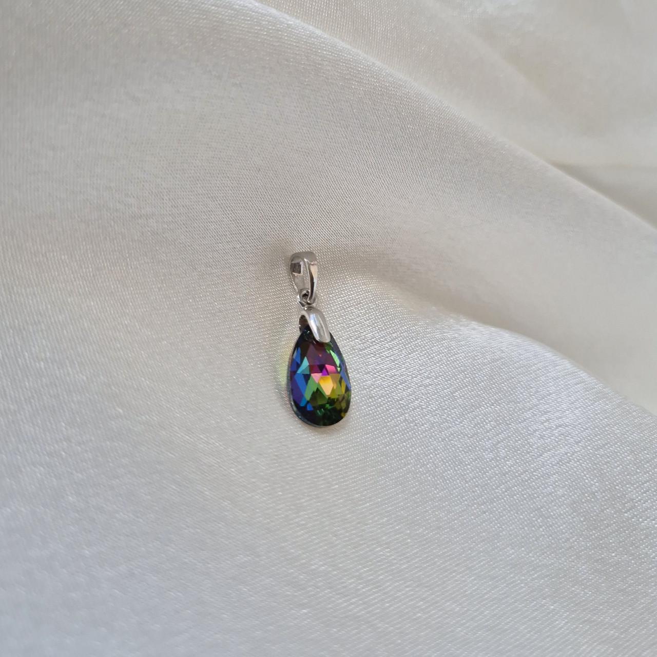 Подвеска капелька с камнем сваровськи серебро 925 пробы родированное 1,55 г (3302р)