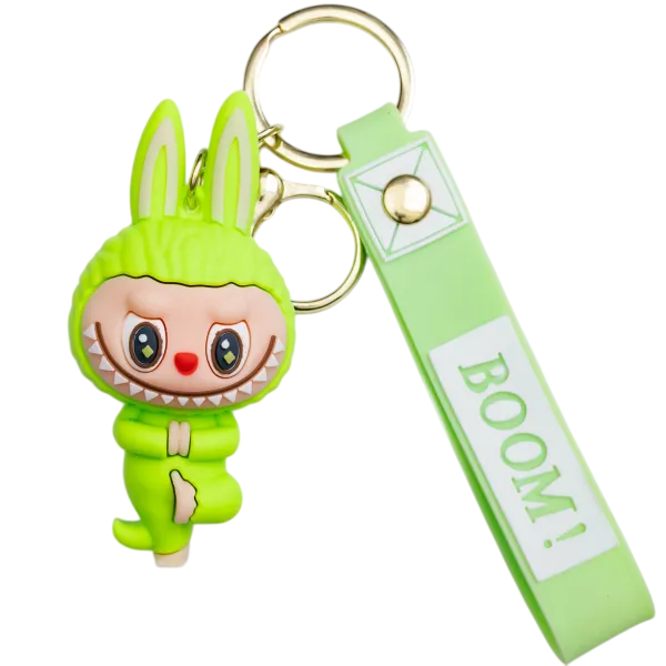 Брелок для ключей Лабубу Lime Green Yoga 4х8 см Зеленый