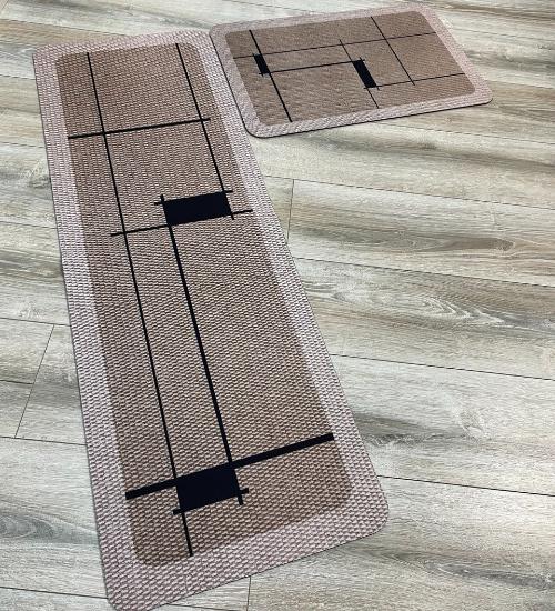 Набор ковриков для кухни/ванной Kitchen Geometry 2в1 диатомитовый 160х50/80х50 см Бежевый (KD2KitchenGeometry160beige) - фото 5