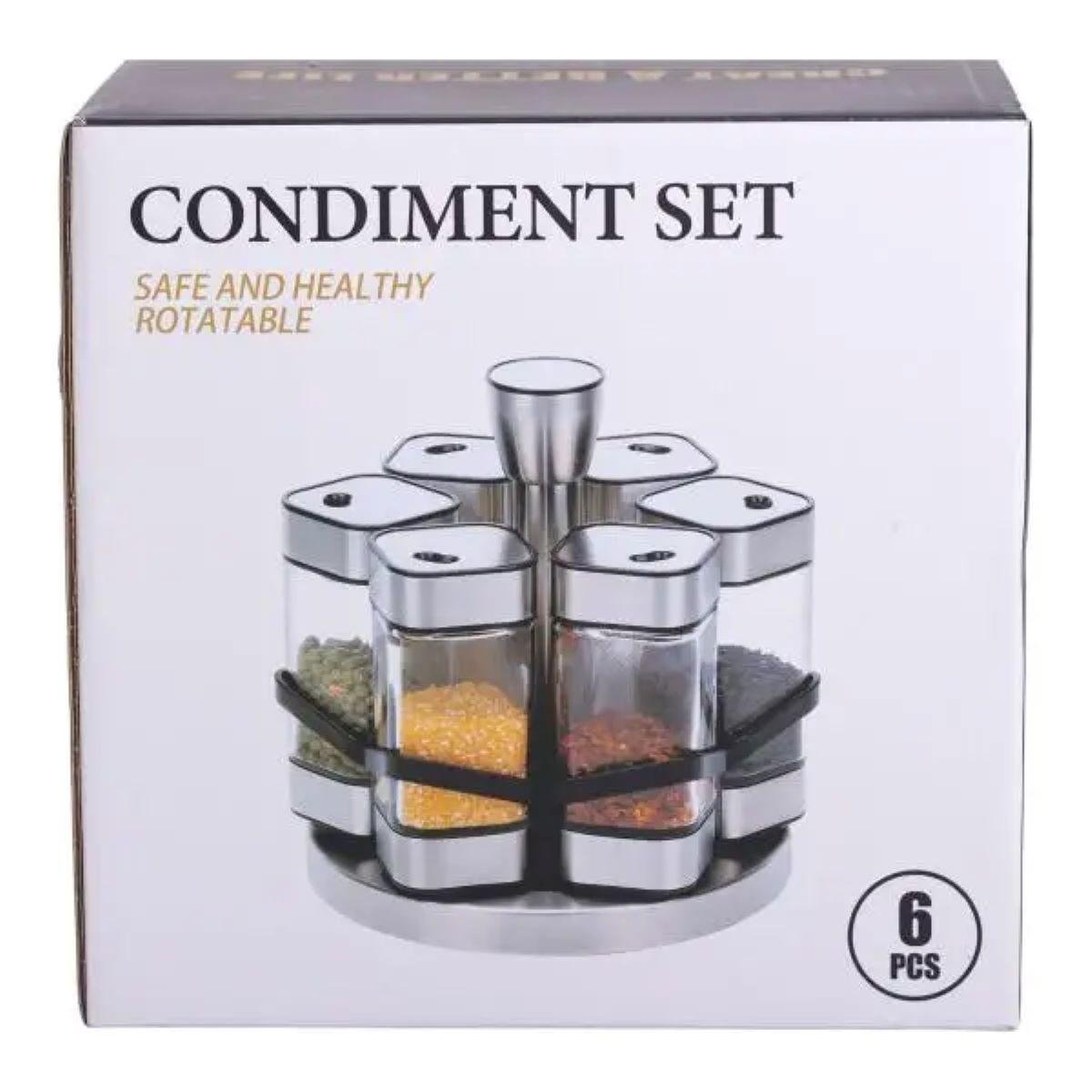 Набір для спецій 6 ємностей карусель для приправ на підставці Білий (HP-1314) - фото 6