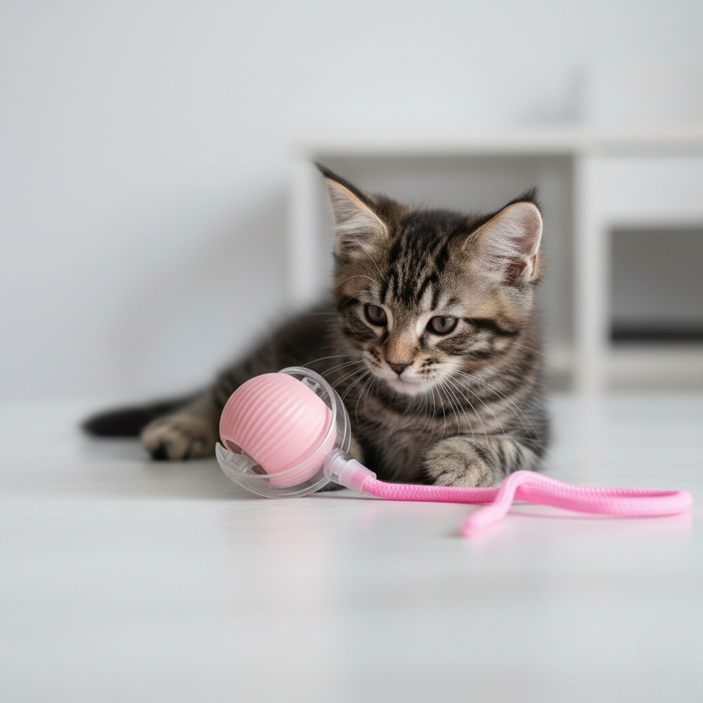 Игрушка шарик для кошек и собак мячик с хвостиком