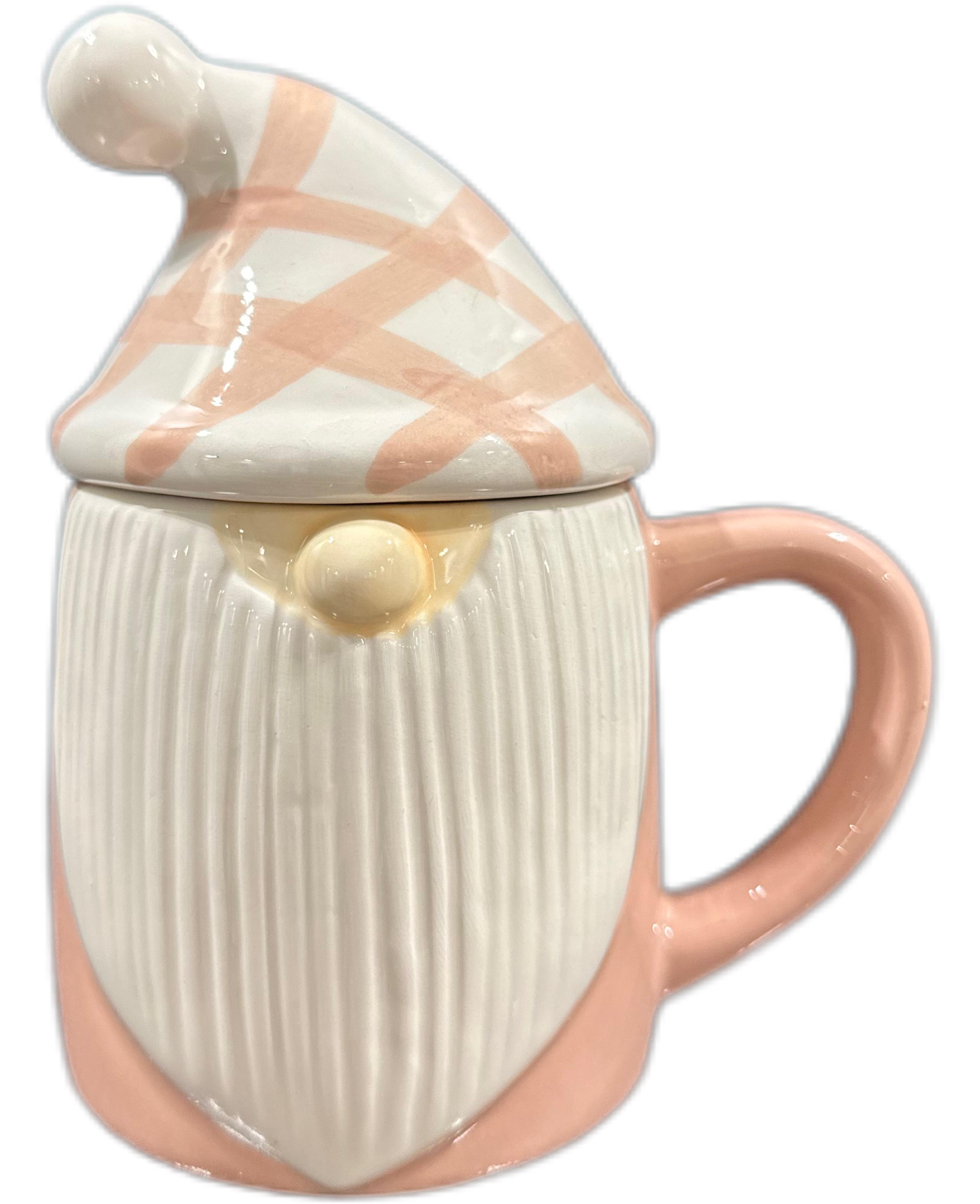 Чашка керамическая новогодняя Санта-Клаус купольная крышка в виде колпака 350 мл Розовый (13043563)