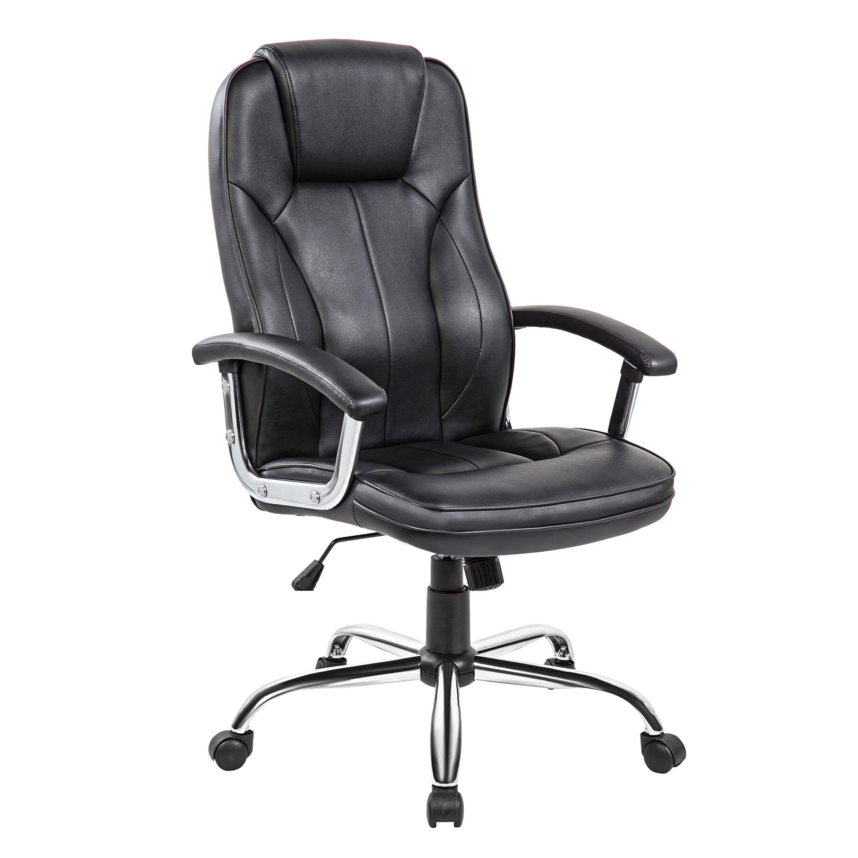 Офисное кресло 2E OFFICE OC135 из PU кожи с высокой спинкой Черный (2E-OC135-BLACK)