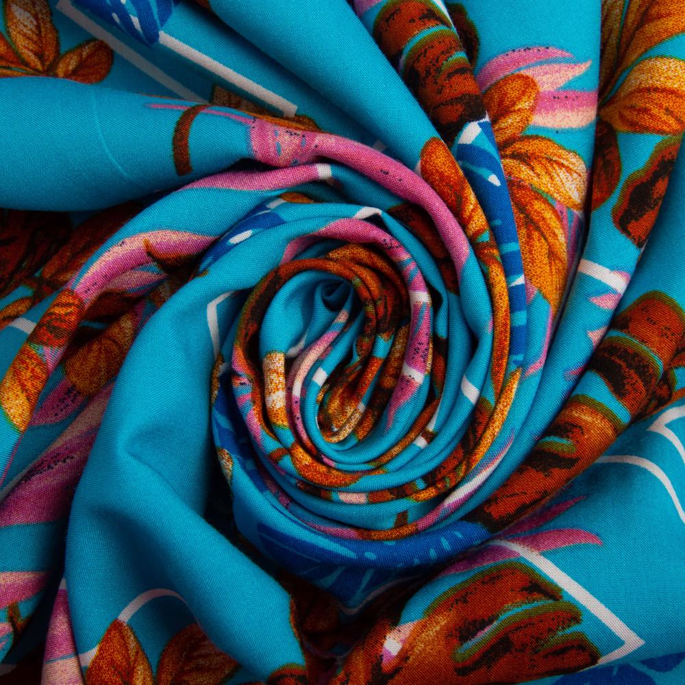 Тканина плательна штапель манстера блакитна