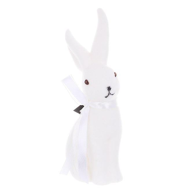 Фигурка пластиковая Flora Кролик с бантом из флока 20 см Белый (42103)