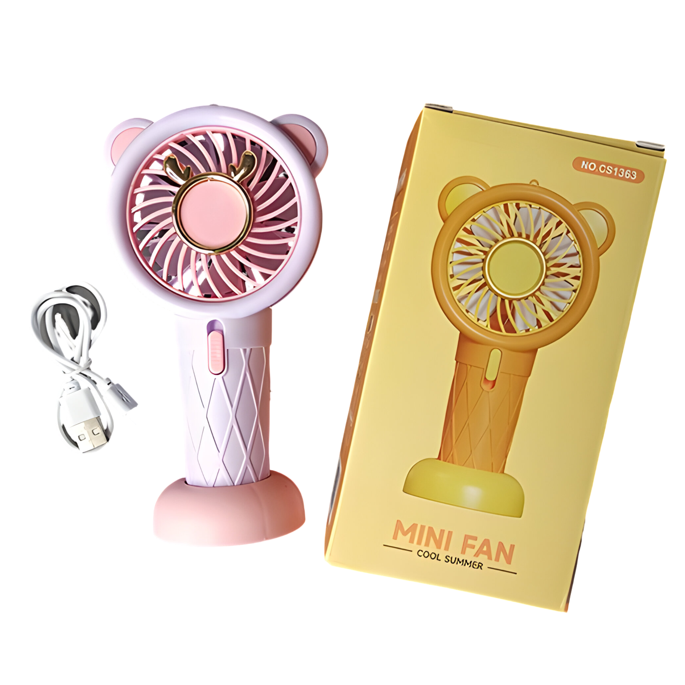 Вентилятор-USB дитячий портативний Рожевий (CS1363)